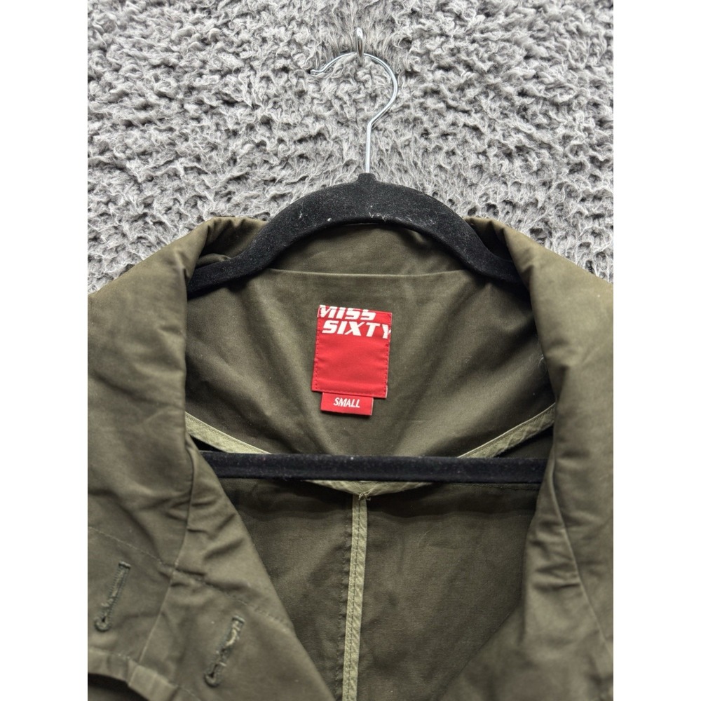 Vintage Miss Sixty Y2K Military Style Long Coat in Olive Green Size‎ Small - Picture 3 of 9